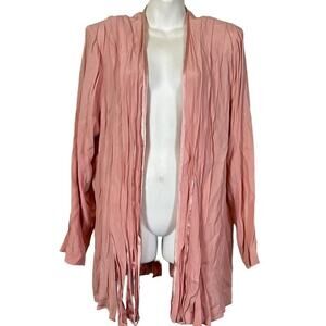 IC Collection by Connie Vintage Womens USA Made Pink Pleated Jacket Fringe sz XL